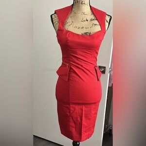 BEBE Peplum Bodycon Sleeveless Dress